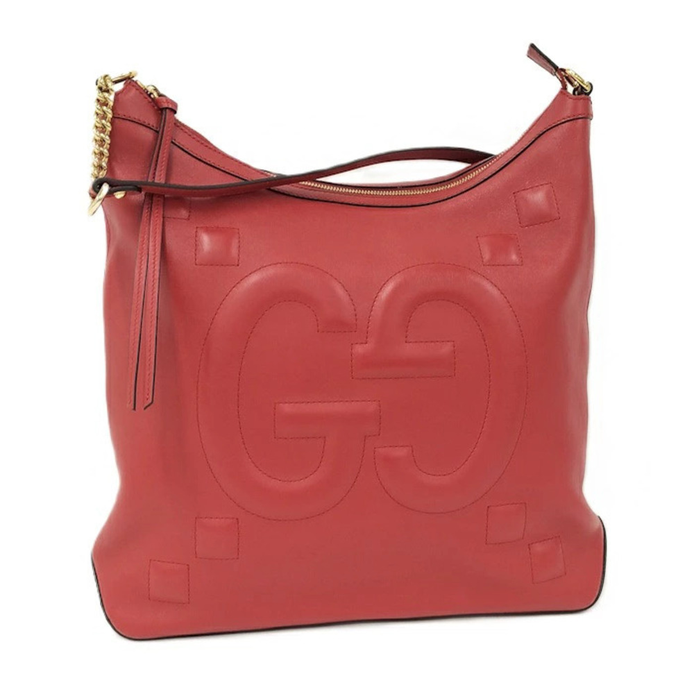 Gucci Hobo Bag GG Embossed Leather Red